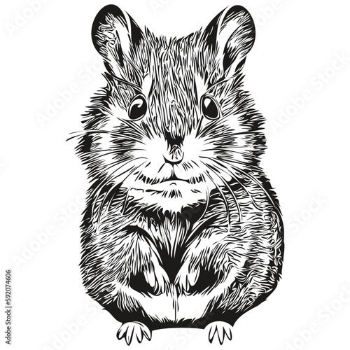 Realistic hamster vector, hand drawn animal illustration hamsters