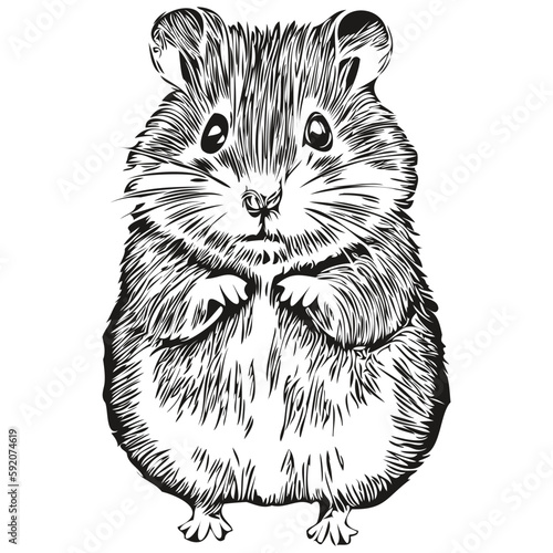 Vector image of silhouette of a hamster on a white background, hamsters