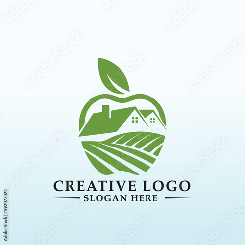 logo for S letter have house and farm in bottom