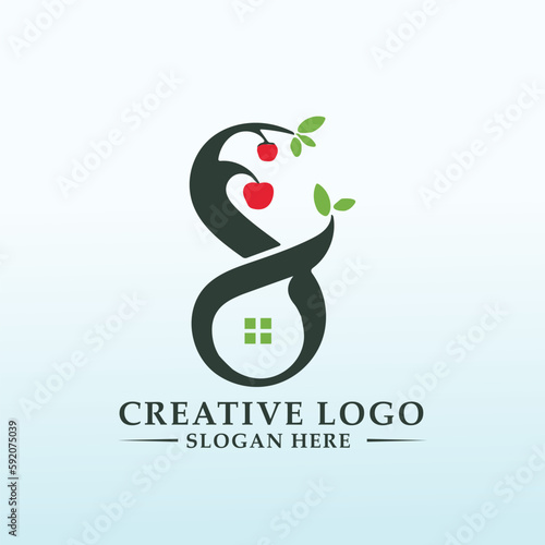 logo for S letter have house and farm in bottom