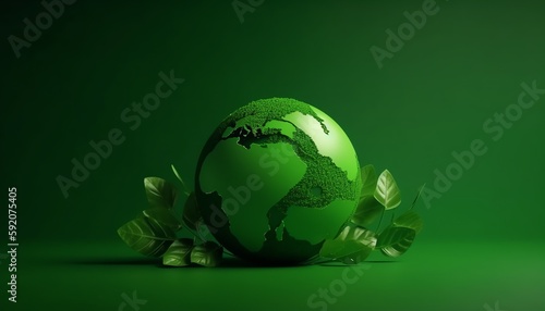 green planet earth on green background