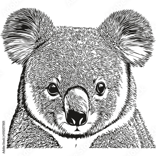 Vintage engrave isolated Koala illustration cut ink sketch koala bear