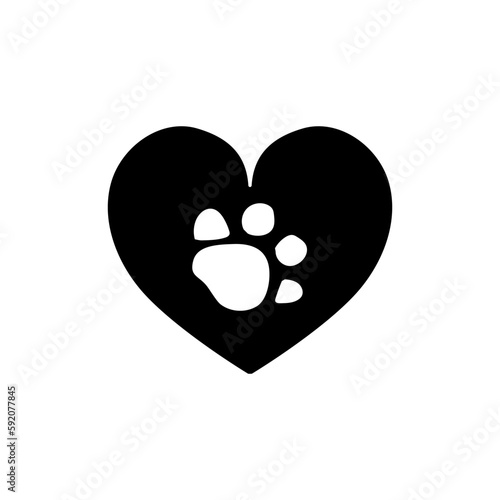 Heart with animal paw print...