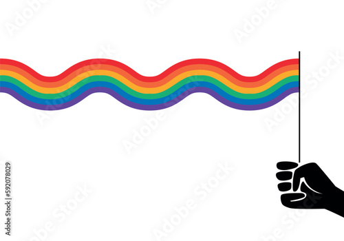 Hand with LGBT flag. Vector illustration. Lgbt symbol, sign. Pride design