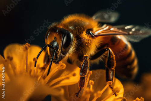Wallpaper Mural Pollination Wonder: Photo of Bee Perched on White Blossom Torontodigital.ca