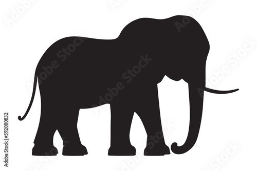 Black silhouette of Elephant. Elephant silhouette vector.