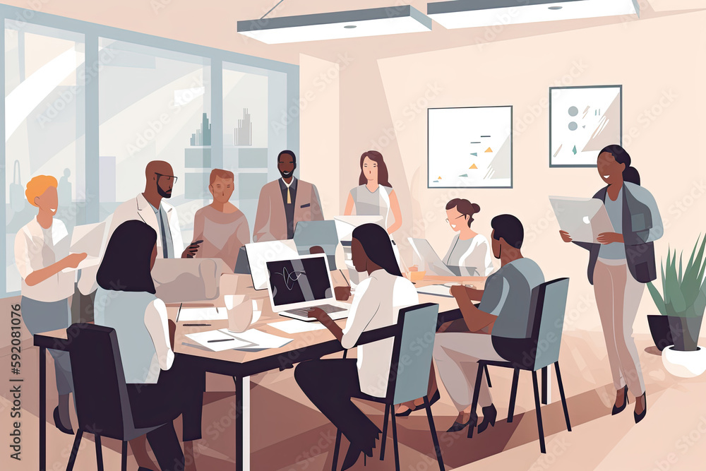 A Global Business Team Working on a Project - Generative AI Scene A Global Business Team Working on a Project - Generative AI Scene