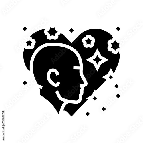 loving kindness meditation yoga glyph icon vector illustration