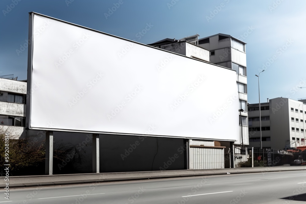 Blank billboard. Mockup. Blank banner. Outdoor billboard mockup, outdoor advertising poster with city and sky background. Generative AI Blank billboard. Mockup. Blank banner. Outdoor billboard mockup, outdoor advertising poster with city and sky background. Generative AI