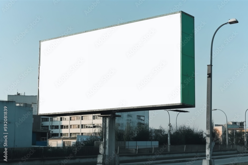 Blank billboard. Mockup. Blank banner. Outdoor billboard mockup, outdoor advertising poster with city and sky background. Generative AI Blank billboard. Mockup. Blank banner. Outdoor billboard mockup, outdoor advertising poster with city and sky background. Generative AI