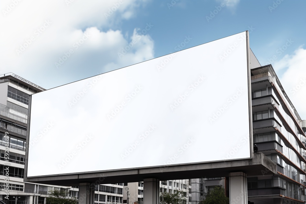 Blank billboard. Mockup. Blank banner. Outdoor billboard mockup, outdoor advertising poster with city and sky background. Generative AI Blank billboard. Mockup. Blank banner. Outdoor billboard mockup, outdoor advertising poster with city and sky background. Generative AI