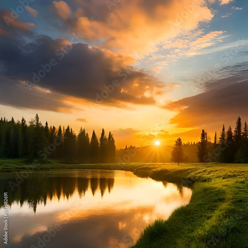 Teich im Sonnenuntergang 