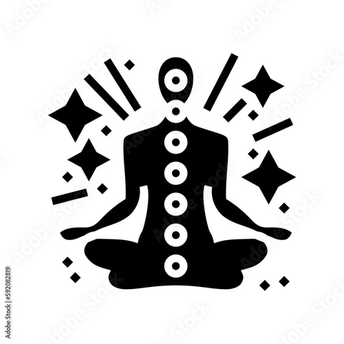 spiritual meditation yoga glyph icon vector illustration