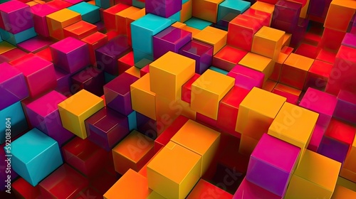 A contemporary and bold design featuring cubes in primary shades in a dynamic pattern created with generative AI technology