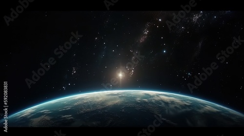 Earth Surface Shot, with stars aligning in the back - AI generated, humanly curated