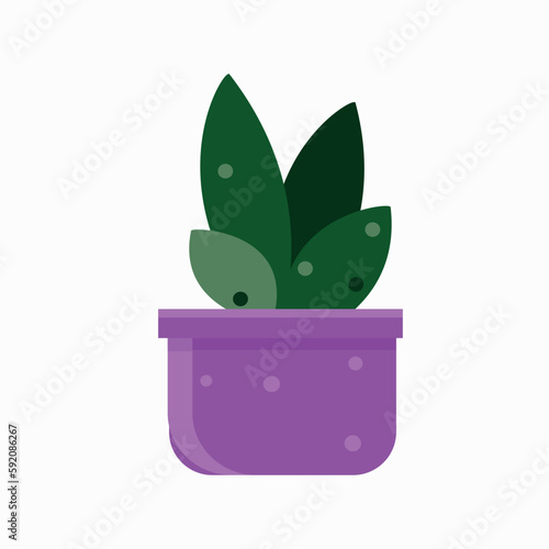 Wallpaper Mural Vector image. Home flower in a pot. Purple pot and flower with green leaves. Plants for the home Torontodigital.ca