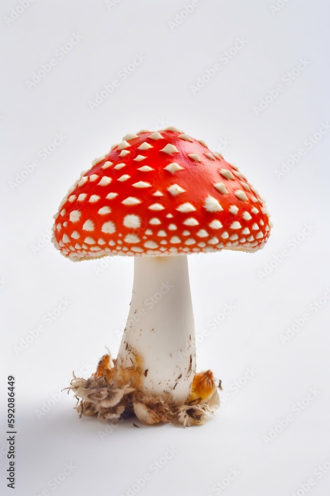 Obraz premium Fly Agarics Isolated on White Background. Generative AI