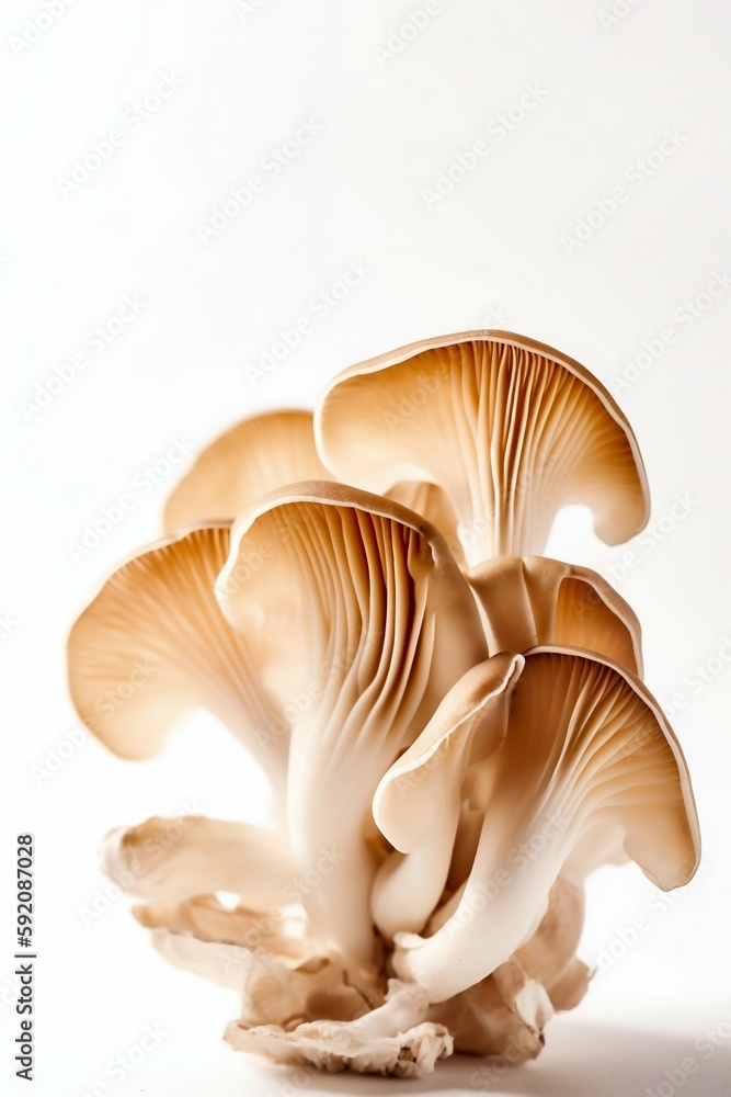 Oyster Mushrooms Isolated on White Background. Generative AI Oyster Mushrooms Isolated on White Background. Generative AI
