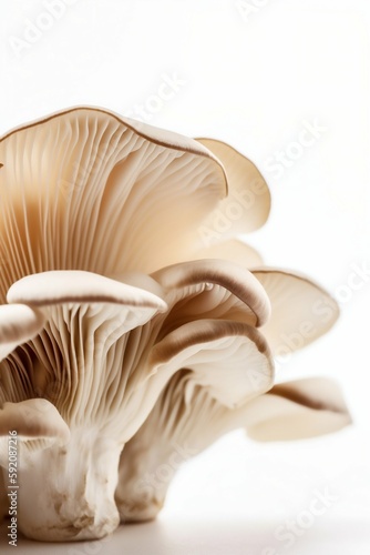 Oyster Mushrooms Isolated on White Background. Generative AI