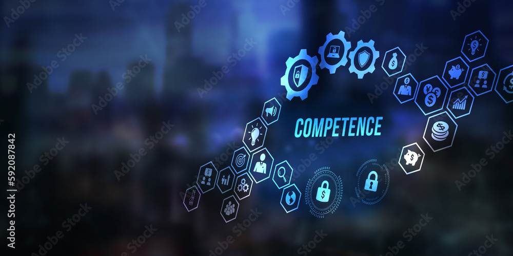 Internet, business, Technology and network concept. Competence Skill Personal development. 3d illustration