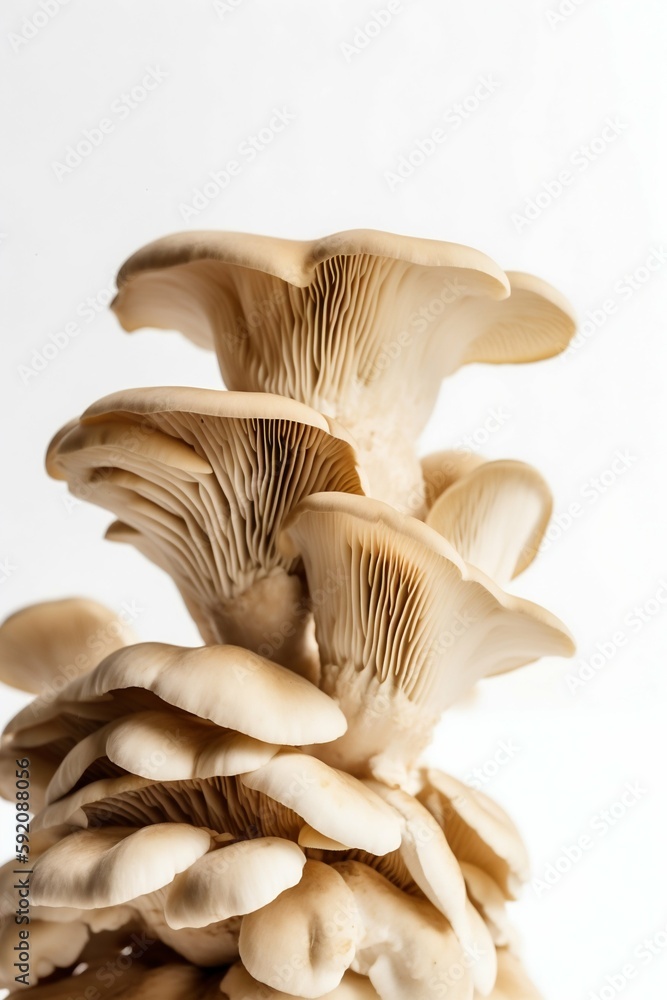 Oyster Mushrooms Isolated on White Background. Generative AI Oyster Mushrooms Isolated on White Background. Generative AI