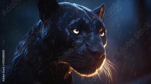 Close-up portrait of a black panther .generative ai