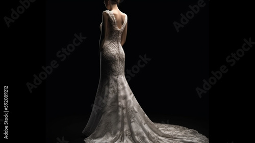 Wedding dress on a black background.generative ai