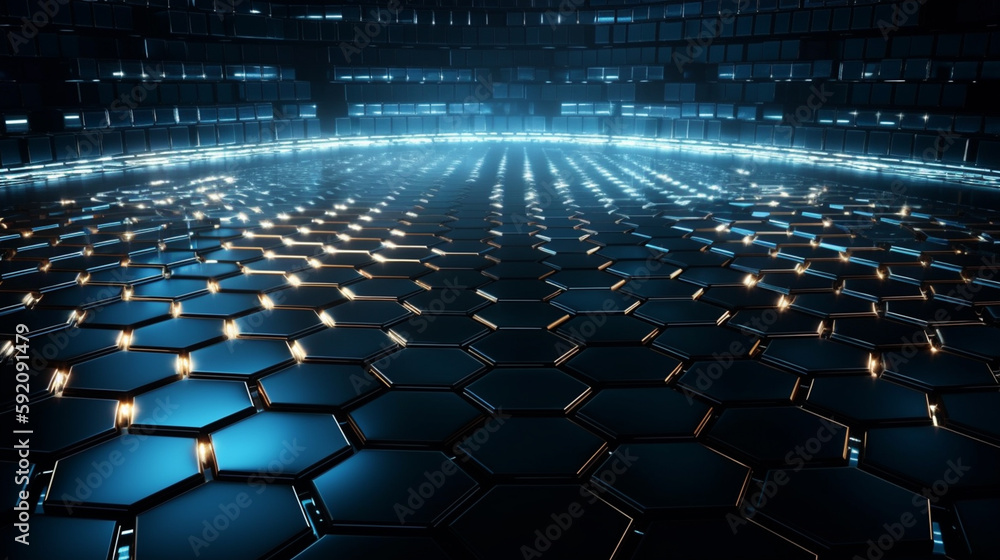 Abstract technology background with hexagons and glowing lines.generative ai Abstract technology background with hexagons and glowing lines.generative ai