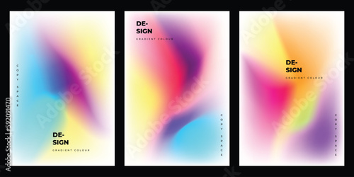 Colorful gradient mesh background template copy space set for poster, banner, brochure, flyer, cover, pamphlet, or leaflet design