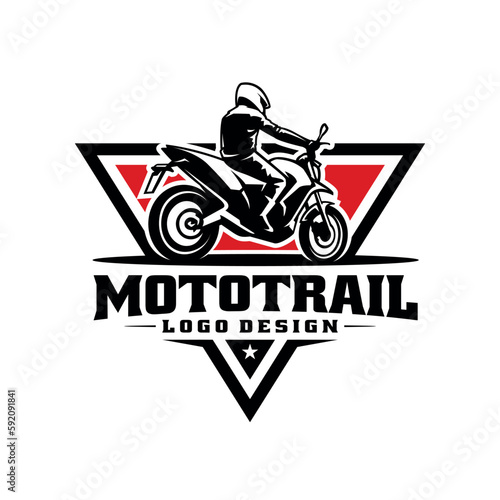 Wallpaper Mural Biker riding adventure motorbike illustration logo vector