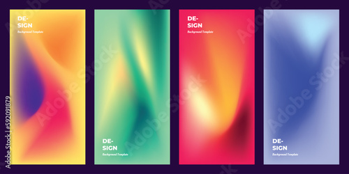 Colorful gradient mesh background template copy space set for poster, banner, brochure, flyer, cover, pamphlet, or leaflet design