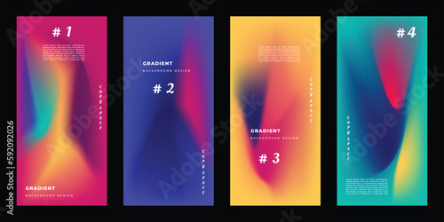 Colorful gradient mesh background template copy space set for poster, banner, brochure, flyer, cover, pamphlet, or leaflet design