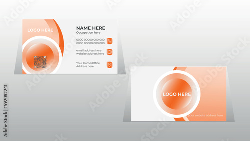 Orange layered creative modern corporate business card vector design template, editable content to use for your business purpose.