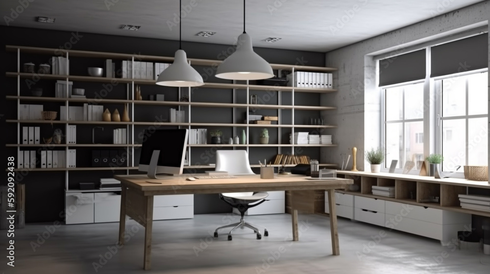 Modern coworking office interior. generative ai Modern coworking office interior. generative ai