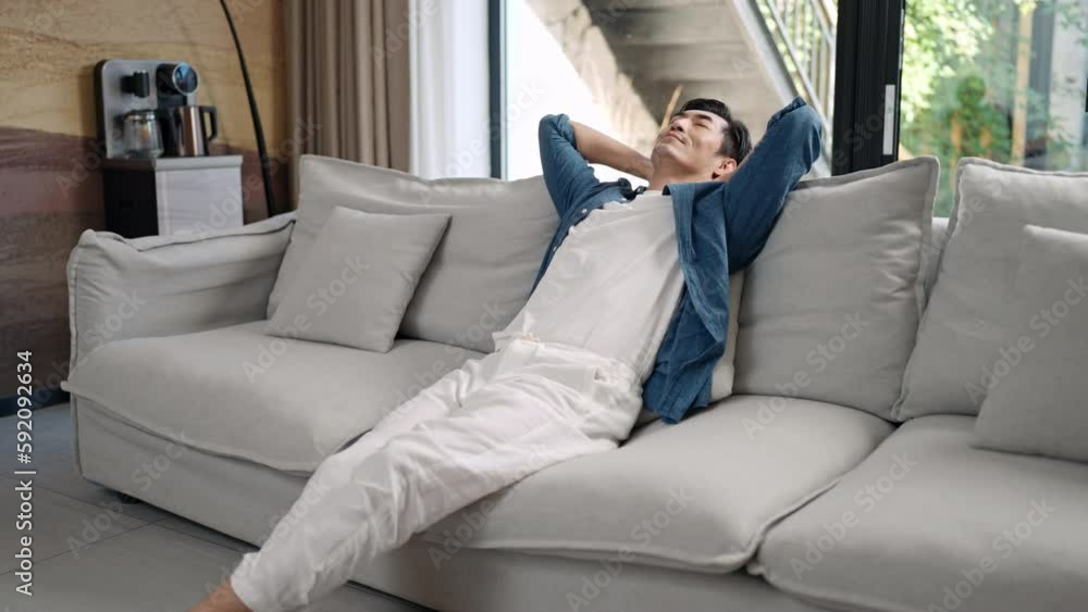 Mid adult man relaxing at home,4K Mid adult man relaxing at home,4K