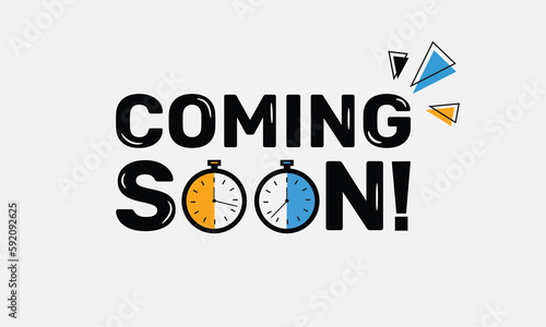 Abstract coming soon realistic background design with clock