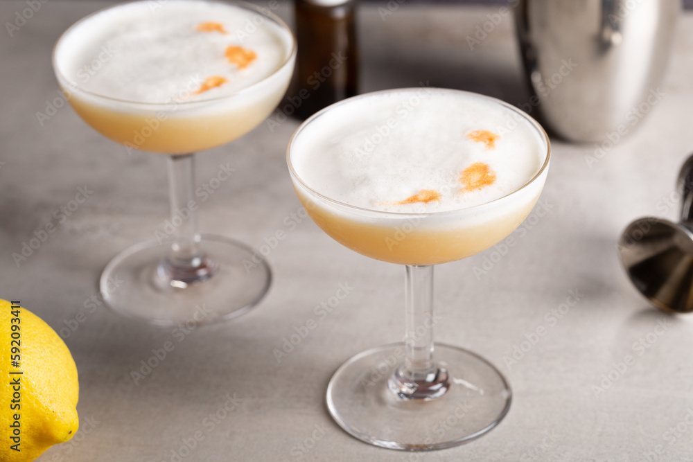 Whiskey Sour cocktail booze bourbon whiskey, lemon juice, simple syrup