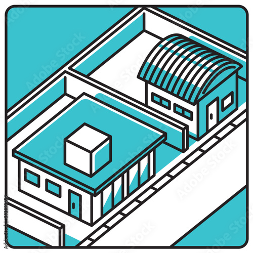 平屋の住宅と納屋が並んだ街の一角の風景