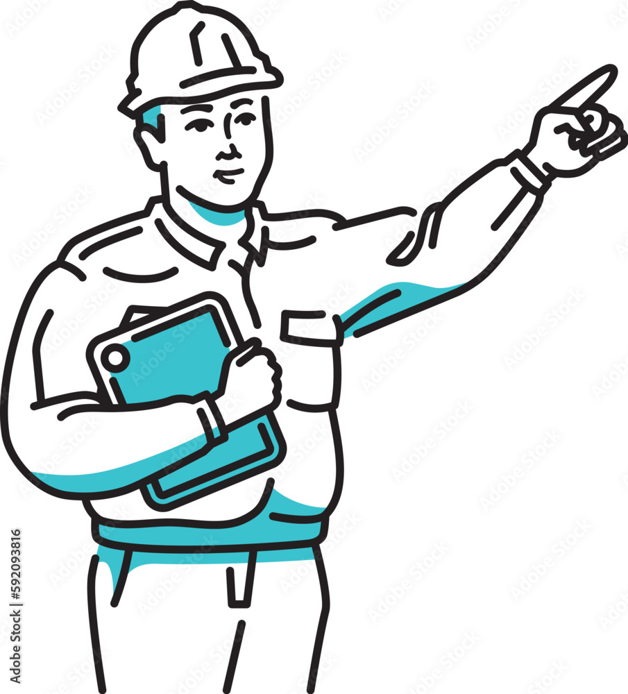 タブレット端末を持つ男性作業員