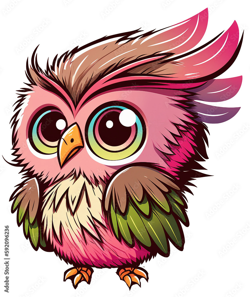 Fototapeta premium cute pink owl isolated, ai art
