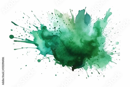 Watercolor Aquarelle Green Splash Isolated White Background Creative Detail Generative AI
