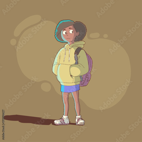 Vector Illustration cartoon character little girl suspecting something