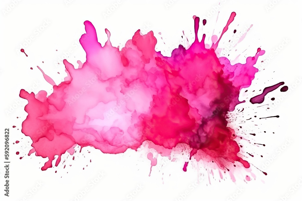 Aquarelle Watercolor Pink Splash Isolated White Background Creative Detail Generative AI