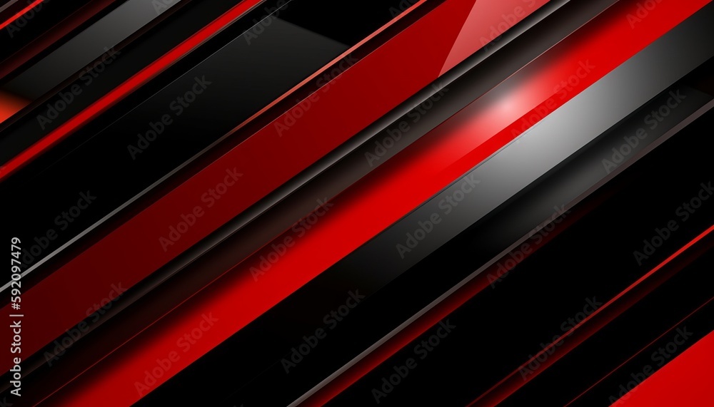 High contrast red and black glossy stripes. Abstract tech graphic banner design. Generative ai High contrast red and black glossy stripes. Abstract tech graphic banner design. Generative ai