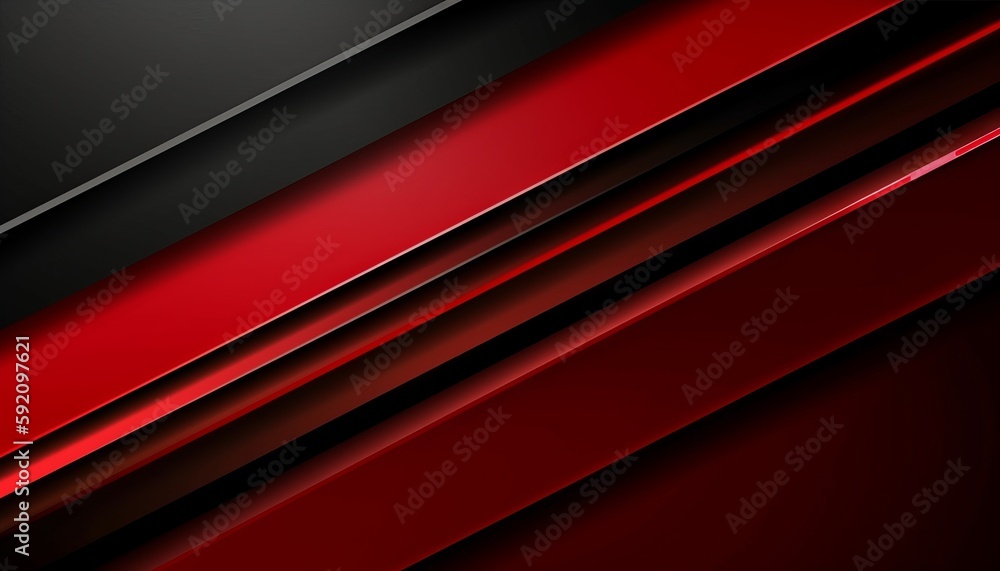 High contrast red and black glossy stripes. Abstract tech graphic banner design. Generative ai High contrast red and black glossy stripes. Abstract tech graphic banner design. Generative ai