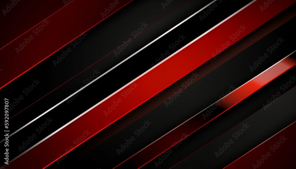 High contrast red and black glossy stripes. Abstract tech graphic banner design. Generative ai High contrast red and black glossy stripes. Abstract tech graphic banner design. Generative ai
