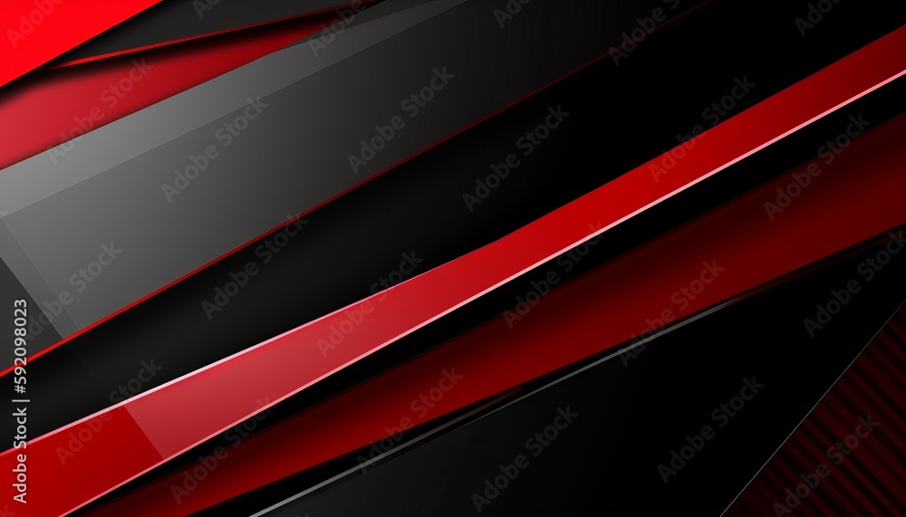 High contrast red and black glossy stripes. Abstract tech graphic banner design. Generative ai High contrast red and black glossy stripes. Abstract tech graphic banner design. Generative ai