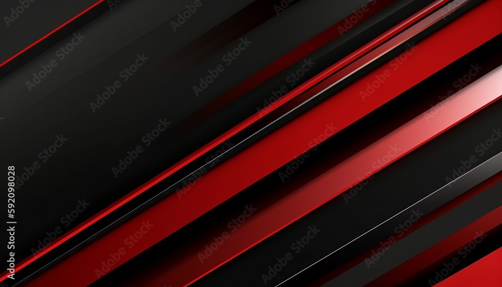 High contrast red and black glossy stripes. Abstract tech graphic banner design. Generative ai High contrast red and black glossy stripes. Abstract tech graphic banner design. Generative ai