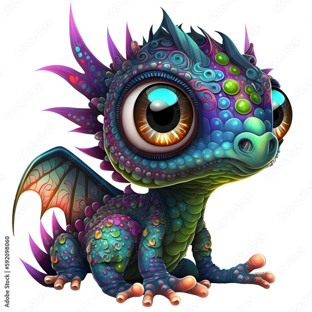 cute baby dragon isolated, generated with ai Stock Illustration | Adobe ...