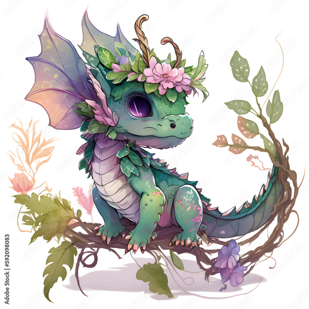cute baby dragon isolated, generated with ai Stock Illustration | Adobe ...